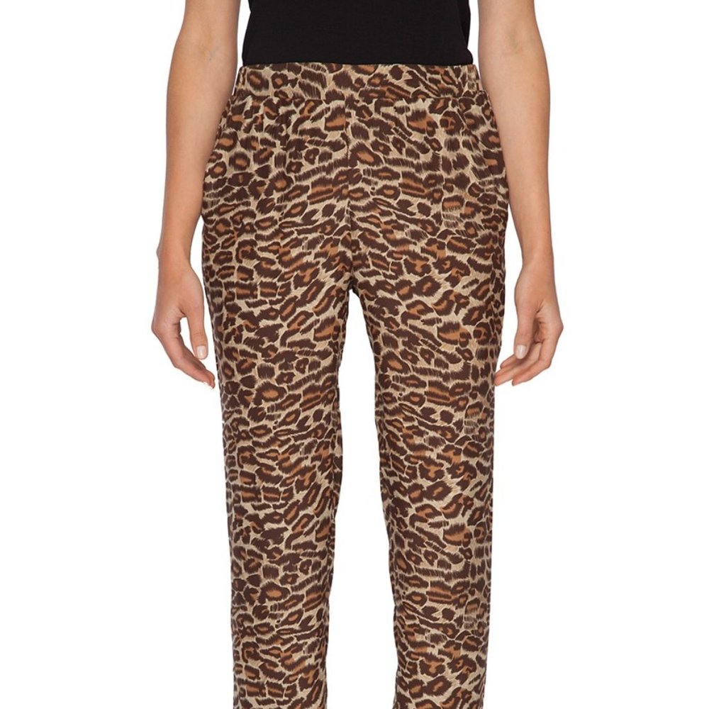 Amour Vert Megan Silk Leopard Print Pant